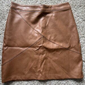 Zeagoo Brown Faux Leather Mini Skirt